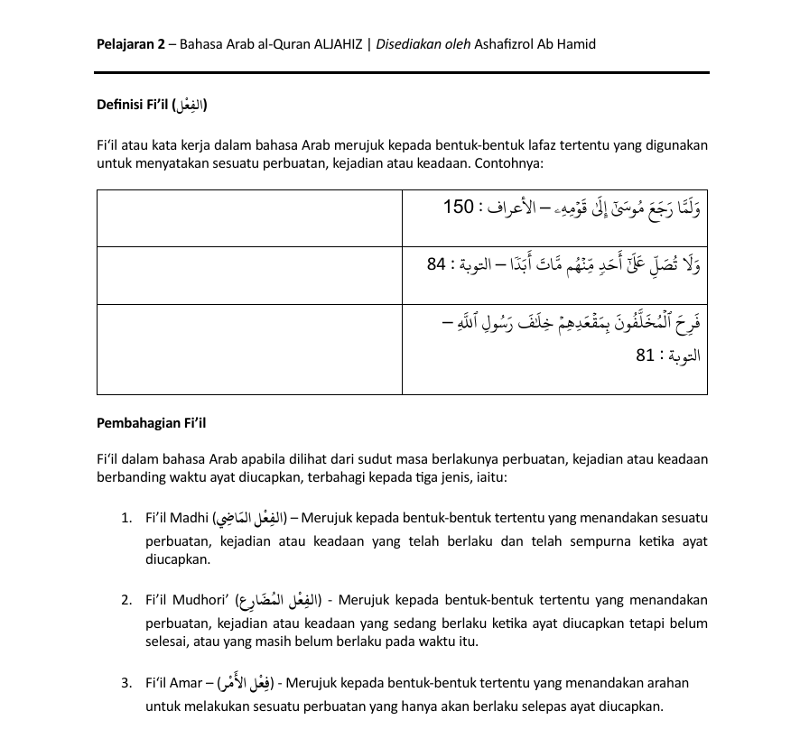 Pelajaran 2 - Kata Kerja